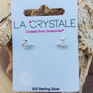 Girls Swarovski Crystal Swan Earrings
